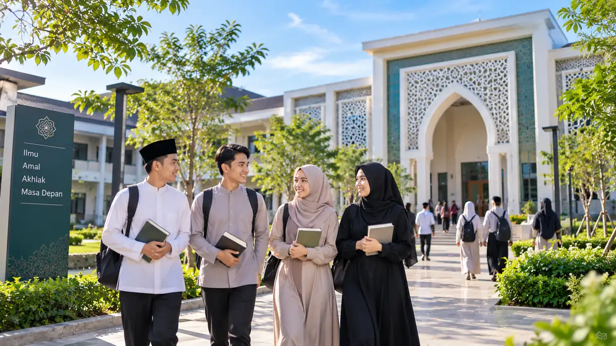 mahasiswa kampus tarbiyah Quran unggulan di lingkungan kampus Islami
