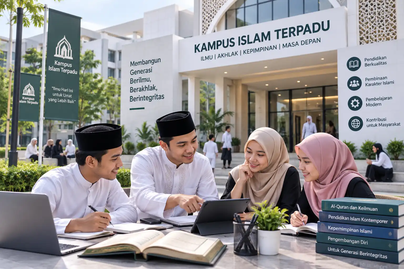 mahasiswa Kampus Islam Terpadu belajar bersama dalam lingkungan pendidikan modern dan Islami