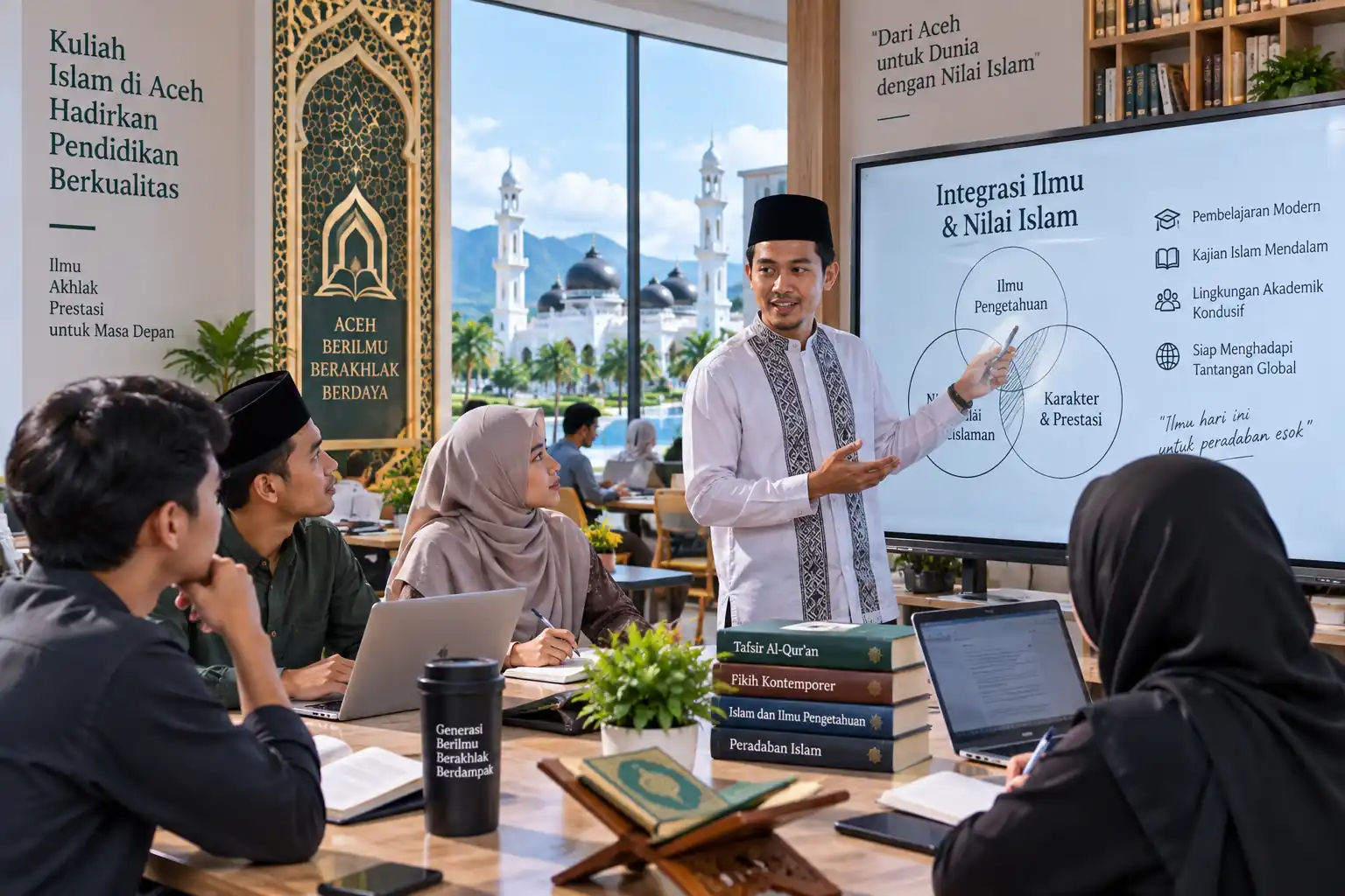 dosen menjelaskan materi integrasi ilmu dan nilai Islam kepada mahasiswa di Aceh