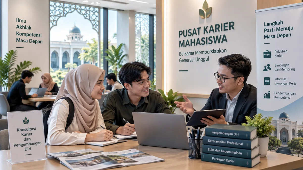 mahasiswa mengikuti konsultasi karier di lingkungan kampus islami