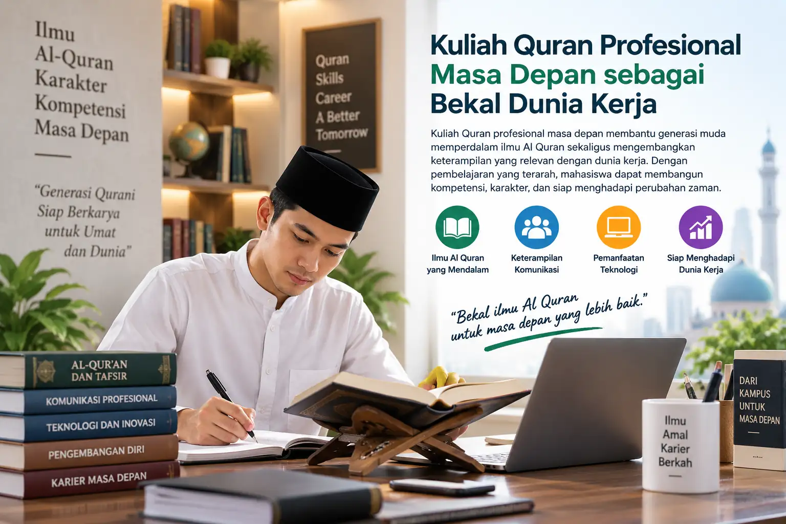 mahasiswa mempelajari Al Quran sambil mengembangkan keterampilan untuk dunia kerja