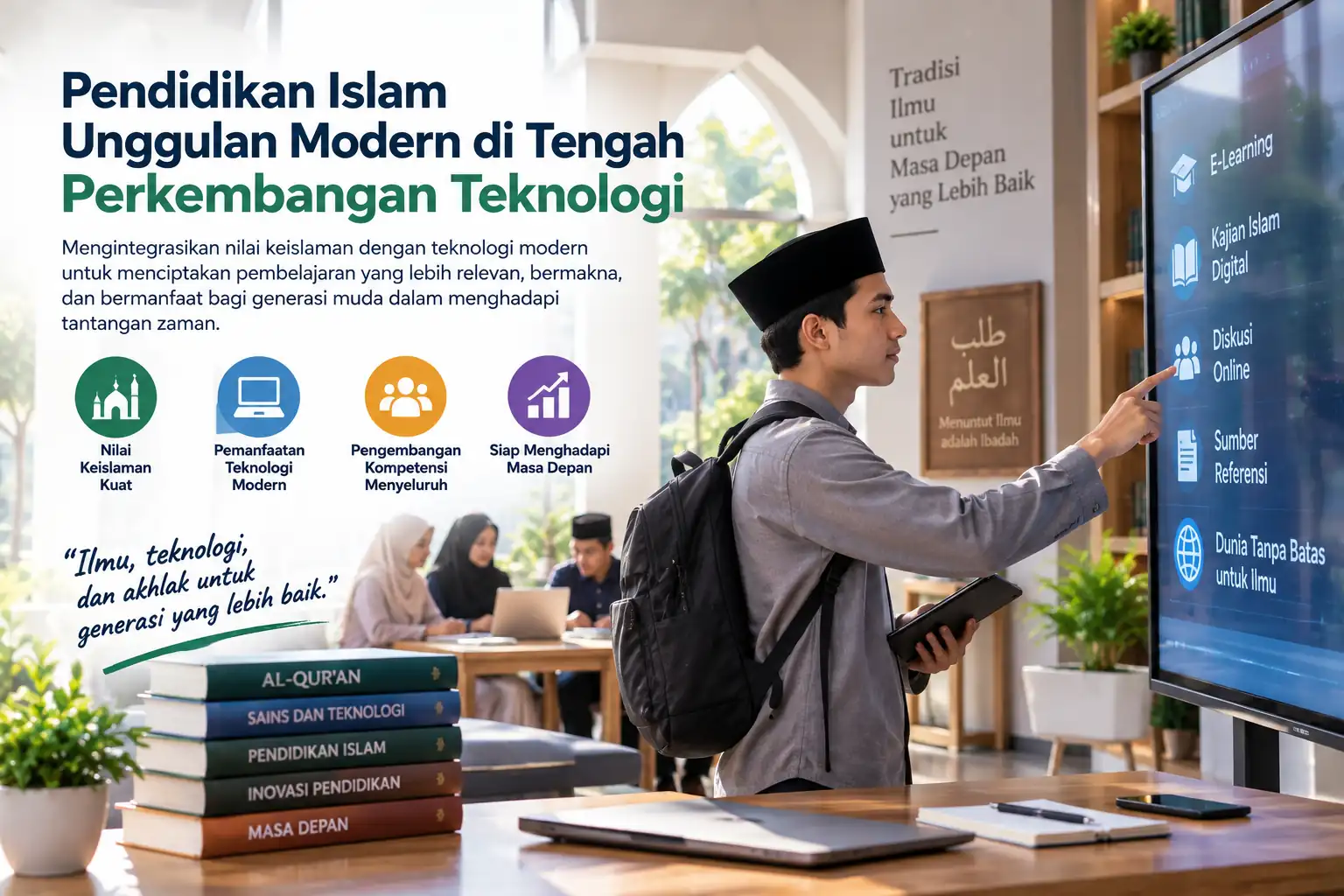 mahasiswa menggunakan teknologi digital dalam pembelajaran Islam modern